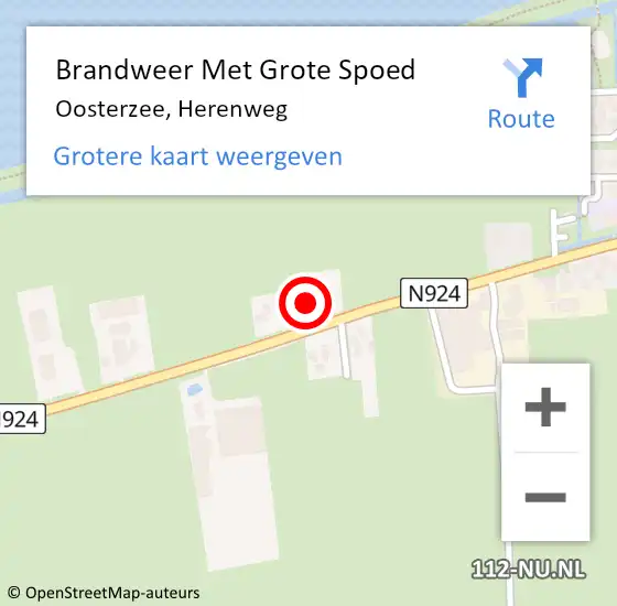 Locatie op kaart van de 112 melding: Brandweer Met Grote Spoed Naar Oosterzee, Herenweg op 18 november 2016 13:57