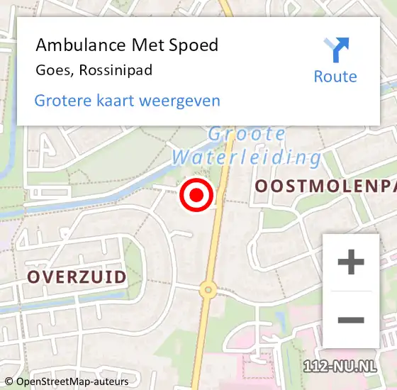 Locatie op kaart van de 112 melding: Ambulance Met Spoed Naar Goes, Rossinipad op 18 november 2016 14:01