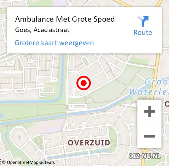 Locatie op kaart van de 112 melding: Ambulance Met Grote Spoed Naar Goes, Acaciastraat op 18 november 2016 14:16