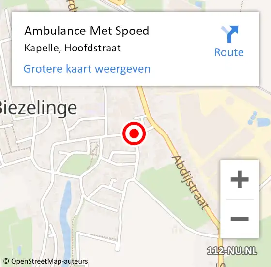 Locatie op kaart van de 112 melding: Ambulance Met Spoed Naar Kapelle, Hoofdstraat op 18 november 2016 14:31