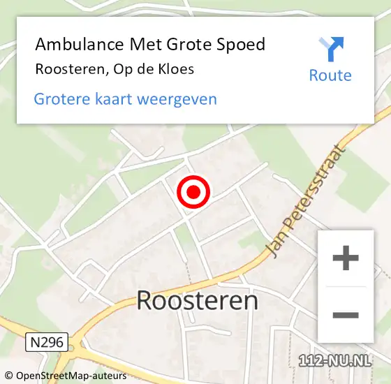 Locatie op kaart van de 112 melding: Ambulance Met Grote Spoed Naar Roosteren, Op de Kloes op 18 november 2016 14:40