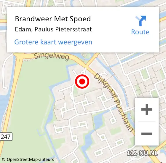 Locatie op kaart van de 112 melding: Brandweer Met Spoed Naar Edam, Paulus Pietersstraat op 18 november 2016 14:52