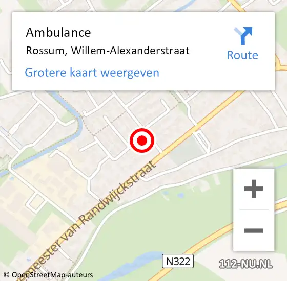 Locatie op kaart van de 112 melding: Ambulance Rossum, Willem-Alexanderstraat op 18 november 2016 15:04