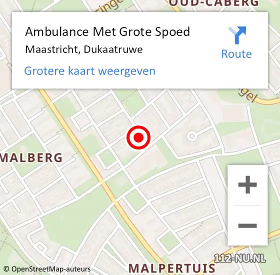 Locatie op kaart van de 112 melding: Ambulance Met Grote Spoed Naar Maastricht, Dukaatruwe op 1 januari 2014 19:29