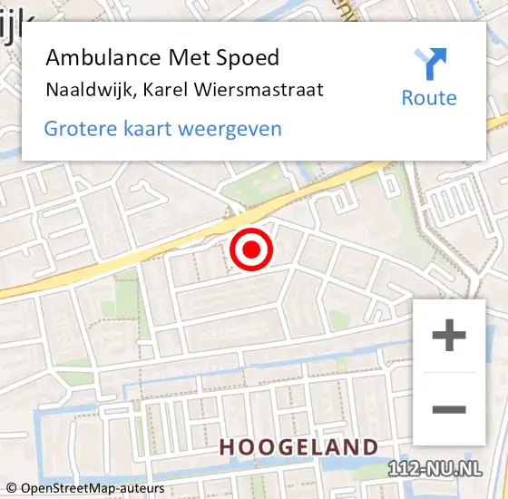 Locatie op kaart van de 112 melding: Ambulance Met Spoed Naar Naaldwijk, Karel Wiersmastraat op 18 november 2016 15:50