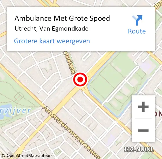 Locatie op kaart van de 112 melding: Ambulance Met Grote Spoed Naar Utrecht, Van Egmondkade op 18 november 2016 15:51