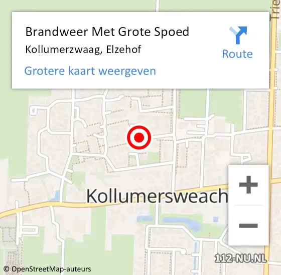 Locatie op kaart van de 112 melding: Brandweer Met Grote Spoed Naar Kollumerzwaag, Elzehof op 1 januari 2014 19:33