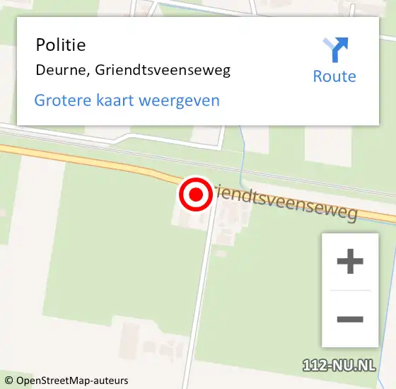 Locatie op kaart van de 112 melding: Politie Deurne, Griendtsveenseweg op 18 november 2016 16:36