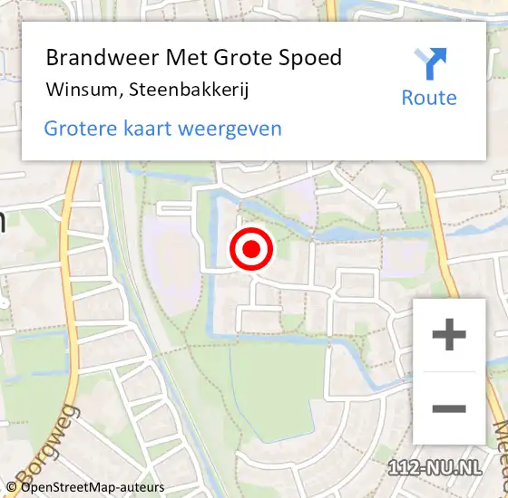 Locatie op kaart van de 112 melding: Brandweer Met Grote Spoed Naar Winsum, Steenbakkerij op 18 november 2016 16:47