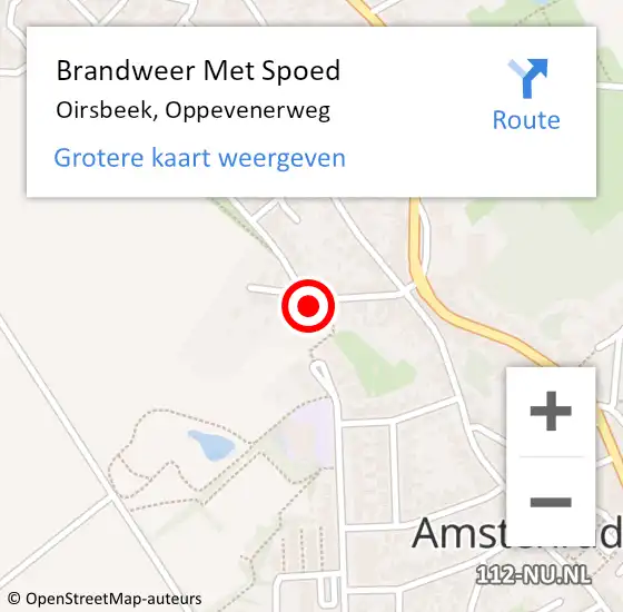 Locatie op kaart van de 112 melding: Brandweer Met Spoed Naar Oirsbeek, Oppevenerweg op 18 november 2016 16:56