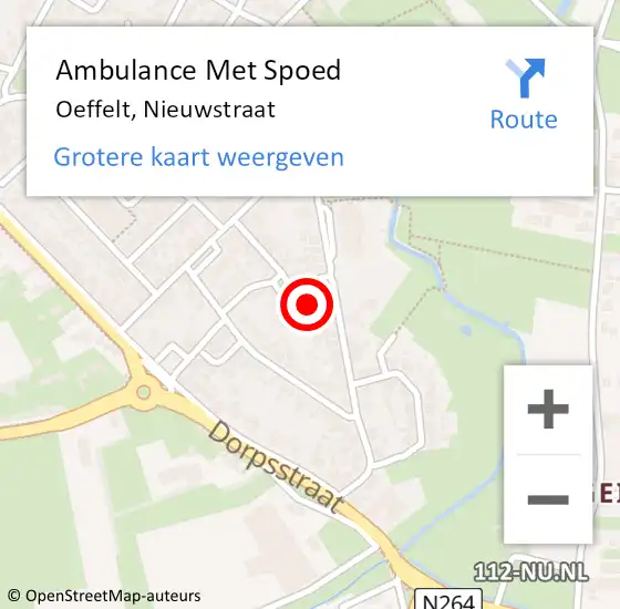 Locatie op kaart van de 112 melding: Ambulance Met Spoed Naar Oeffelt, Nieuwstraat op 18 november 2016 17:06