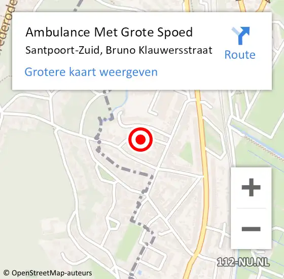 Locatie op kaart van de 112 melding: Ambulance Met Grote Spoed Naar Santpoort-Zuid, Bruno Klauwersstraat op 18 november 2016 17:07