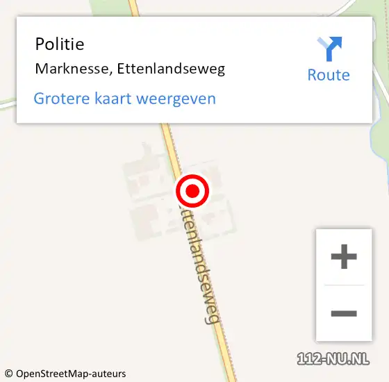 Locatie op kaart van de 112 melding: Politie Marknesse, Ettenlandseweg op 18 november 2016 17:36