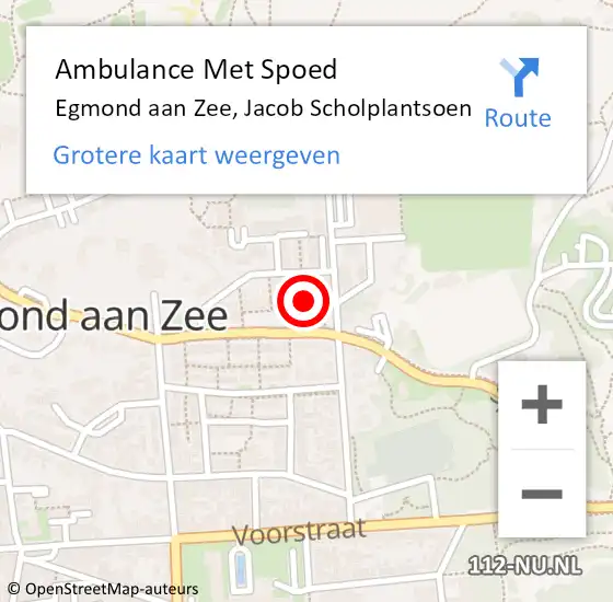 Locatie op kaart van de 112 melding: Ambulance Met Spoed Naar Egmond aan Zee, Jacob Scholplantsoen op 1 januari 2014 19:50