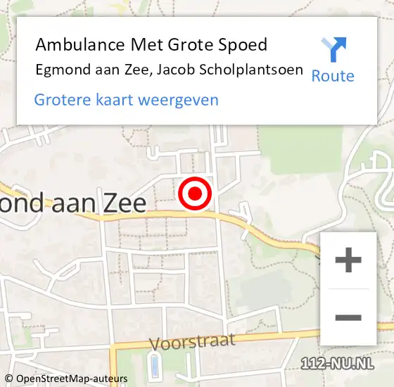 Locatie op kaart van de 112 melding: Ambulance Met Grote Spoed Naar Egmond aan Zee, Jacob Scholplantsoen op 1 januari 2014 19:51