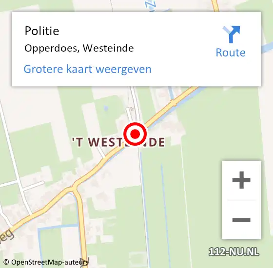 Locatie op kaart van de 112 melding: Politie Opperdoes, Westeinde op 18 november 2016 18:22