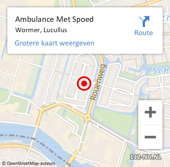 Locatie op kaart van de 112 melding: Ambulance Met Spoed Naar Wormer, Lucullus op 18 november 2016 19:44