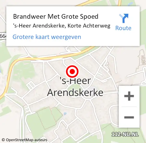 Locatie op kaart van de 112 melding: Brandweer Met Grote Spoed Naar 's-Heer Arendskerke, Korte Achterweg op 18 november 2016 20:03