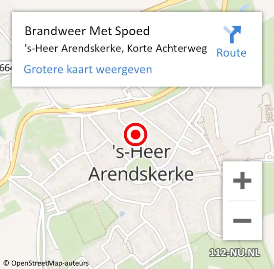 Locatie op kaart van de 112 melding: Brandweer Met Spoed Naar 's-Heer Arendskerke, Korte Achterweg op 18 november 2016 20:05