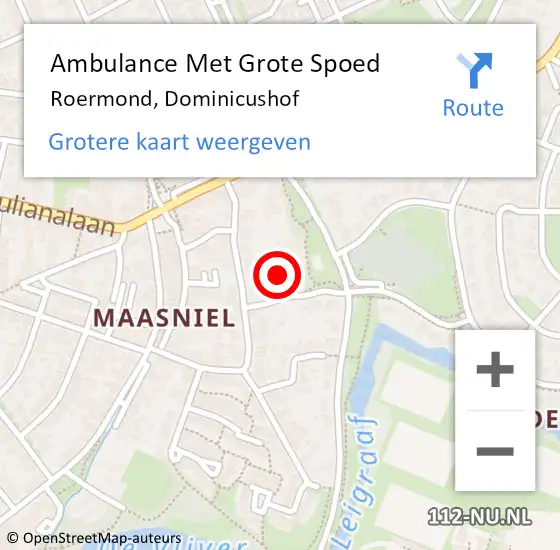 Locatie op kaart van de 112 melding: Ambulance Met Grote Spoed Naar Roermond, Dominicushof op 18 november 2016 20:14