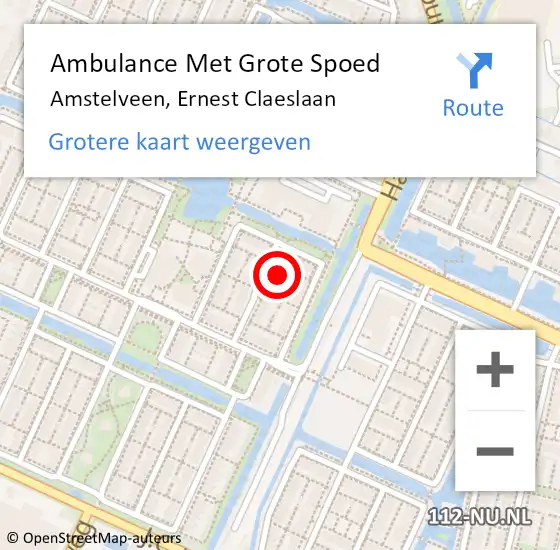 Locatie op kaart van de 112 melding: Ambulance Met Grote Spoed Naar Amstelveen, Ernest Claeslaan op 18 november 2016 21:02