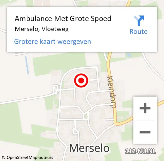 Locatie op kaart van de 112 melding: Ambulance Met Grote Spoed Naar Merselo, Vloetweg op 18 november 2016 21:20