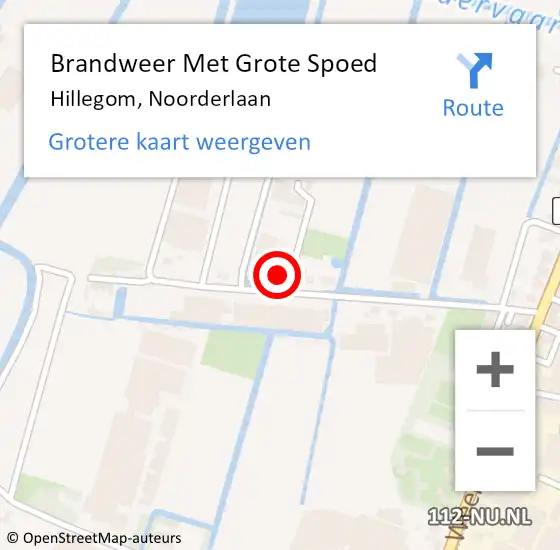 Locatie op kaart van de 112 melding: Brandweer Met Grote Spoed Naar Hillegom, Noorderlaan op 18 november 2016 22:22