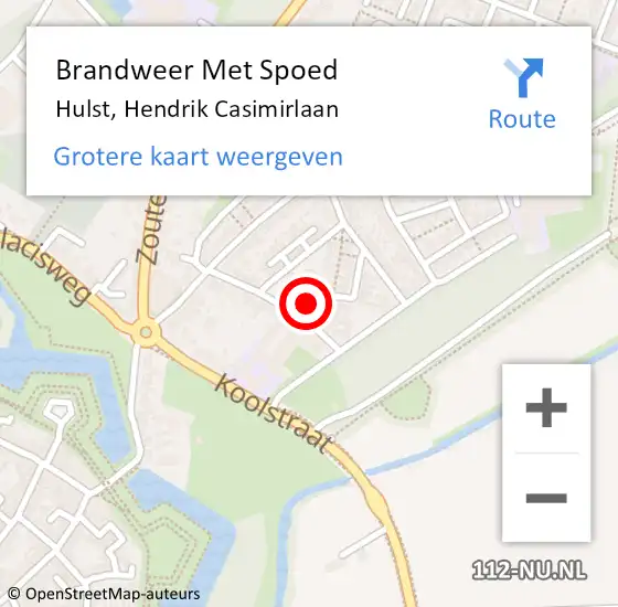 Locatie op kaart van de 112 melding: Brandweer Met Spoed Naar Hulst, Hendrik Casimirlaan op 18 november 2016 23:15
