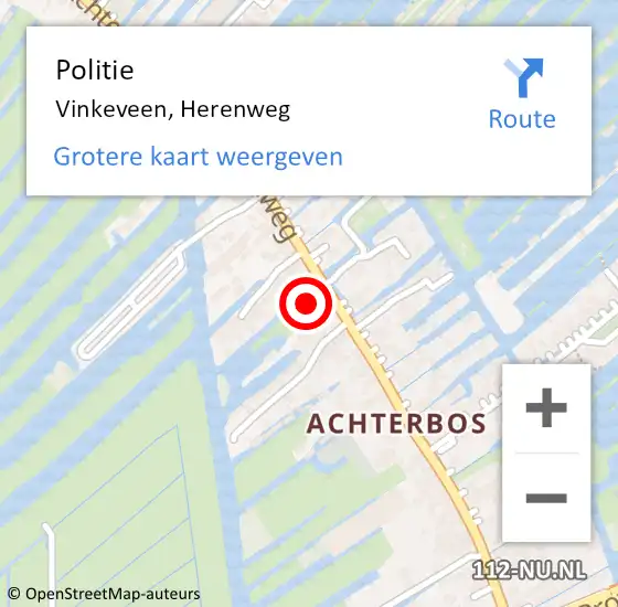 Locatie op kaart van de 112 melding: Politie Vinkeveen, Herenweg op 18 november 2016 23:17