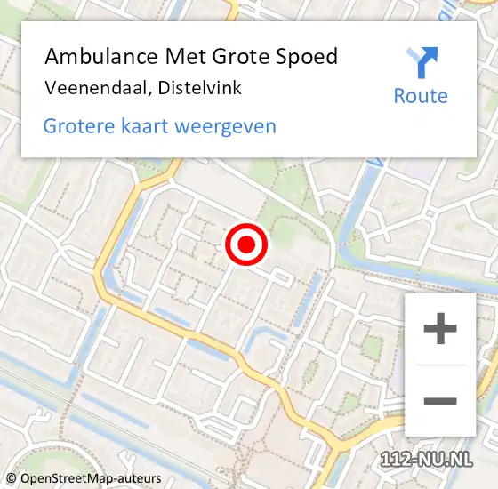 Locatie op kaart van de 112 melding: Ambulance Met Grote Spoed Naar Veenendaal, Distelvink op 19 november 2016 01:17