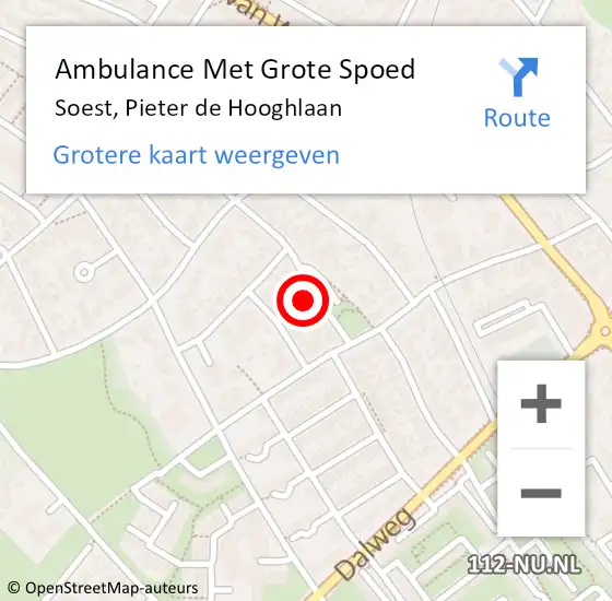 Locatie op kaart van de 112 melding: Ambulance Met Grote Spoed Naar Soest, Pieter de Hooghlaan op 19 november 2016 02:30