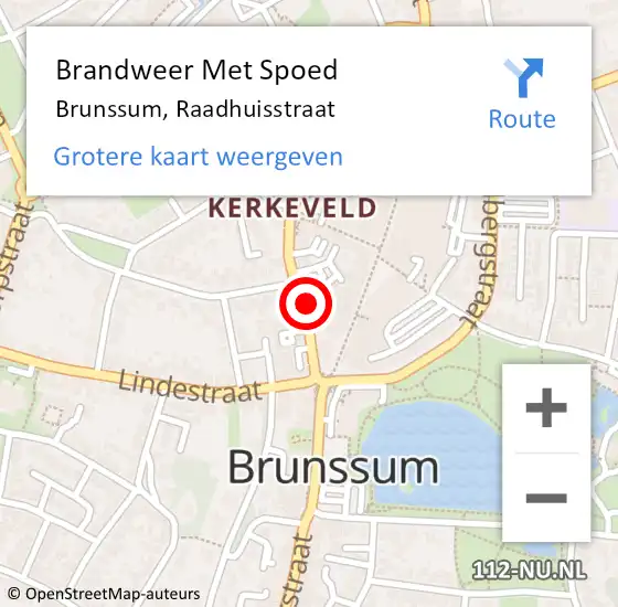 Locatie op kaart van de 112 melding: Brandweer Met Spoed Naar Brunssum, Raadhuisstraat op 19 november 2016 04:10