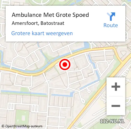 Locatie op kaart van de 112 melding: Ambulance Met Grote Spoed Naar Amersfoort, Batostraat op 19 november 2016 04:28