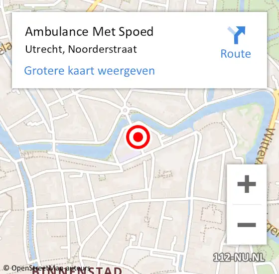 Locatie op kaart van de 112 melding: Ambulance Met Spoed Naar Utrecht, Noorderstraat op 19 november 2016 05:53