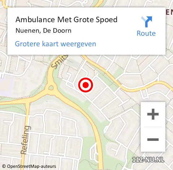 Locatie op kaart van de 112 melding: Ambulance Met Grote Spoed Naar Nuenen, De Doorn op 19 november 2016 07:40