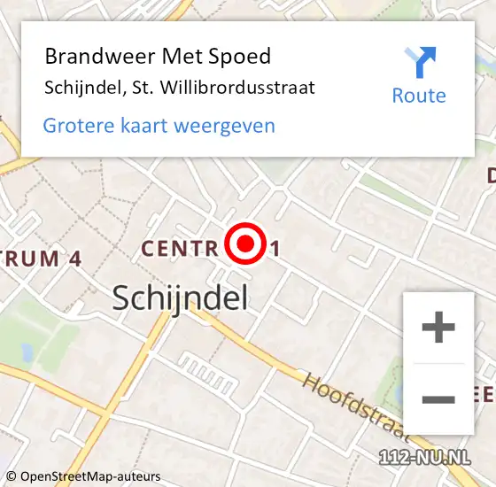 Locatie op kaart van de 112 melding: Brandweer Met Spoed Naar Schijndel, St. Willibrordusstraat op 19 november 2016 08:04