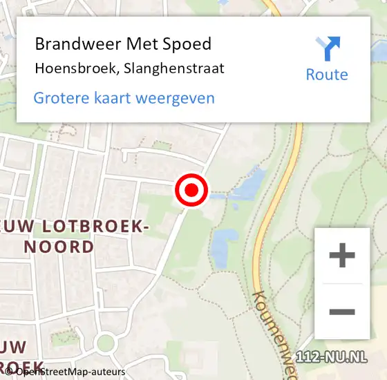 Locatie op kaart van de 112 melding: Brandweer Met Spoed Naar Hoensbroek, Slanghenstraat op 19 november 2016 08:20