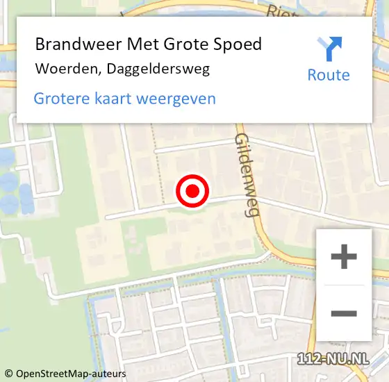 Locatie op kaart van de 112 melding: Brandweer Met Grote Spoed Naar Woerden, Daggeldersweg op 19 november 2016 08:34