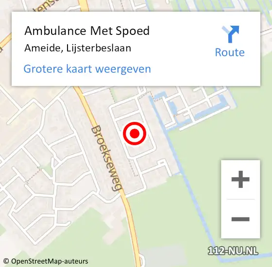 Locatie op kaart van de 112 melding: Ambulance Met Spoed Naar Ameide, Lijsterbeslaan op 19 november 2016 09:05