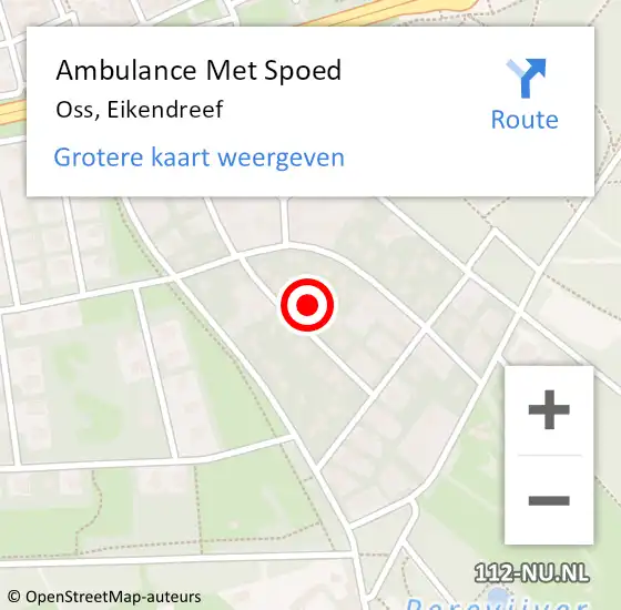 Locatie op kaart van de 112 melding: Ambulance Met Spoed Naar Oss, Eikendreef op 19 november 2016 09:14