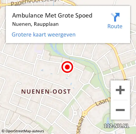 Locatie op kaart van de 112 melding: Ambulance Met Grote Spoed Naar Nuenen, Raupplaan op 19 november 2016 09:18