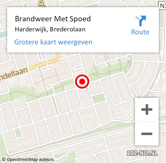 Locatie op kaart van de 112 melding: Brandweer Met Spoed Naar Harderwijk, Brederolaan op 19 november 2016 09:43