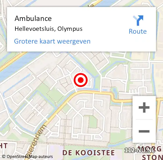 Locatie op kaart van de 112 melding: Ambulance Hellevoetsluis, Olympus op 19 november 2016 10:31
