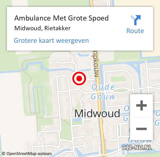 Locatie op kaart van de 112 melding: Ambulance Met Grote Spoed Naar Midwoud, Rietakker op 19 november 2016 10:49