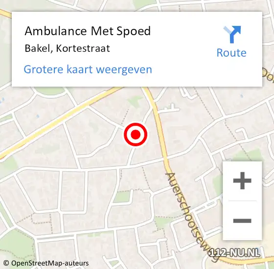 Locatie op kaart van de 112 melding: Ambulance Met Spoed Naar Bakel, Kortestraat op 19 november 2016 11:56
