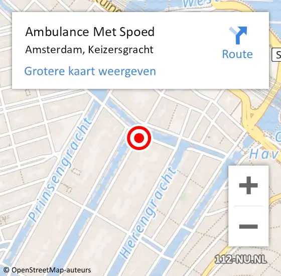 Locatie op kaart van de 112 melding: Ambulance Met Spoed Naar Amsterdam, Keizersgracht op 19 november 2016 12:06