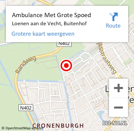 Locatie op kaart van de 112 melding: Ambulance Met Grote Spoed Naar Loenen aan de Vecht, Buitenhof op 19 november 2016 12:24