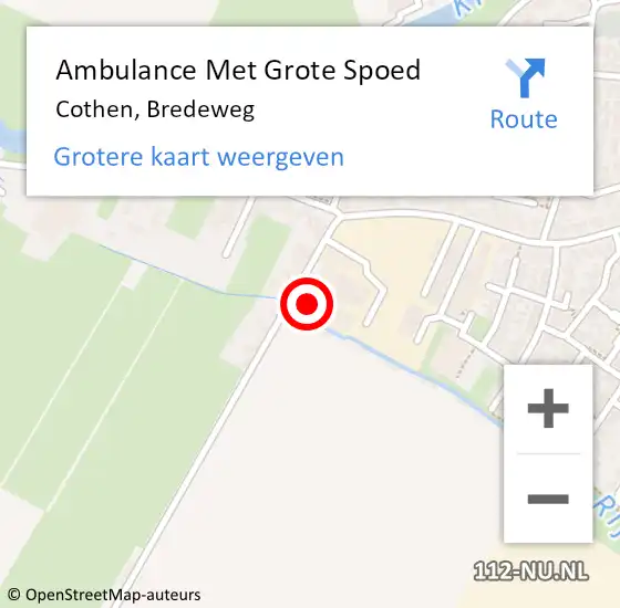 Locatie op kaart van de 112 melding: Ambulance Met Grote Spoed Naar Cothen, Bredeweg op 19 november 2016 12:52