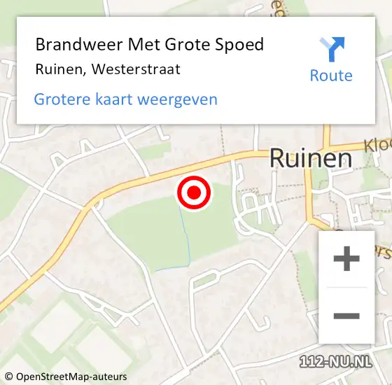 Locatie op kaart van de 112 melding: Brandweer Met Grote Spoed Naar Ruinen, Westerstraat op 19 november 2016 13:03