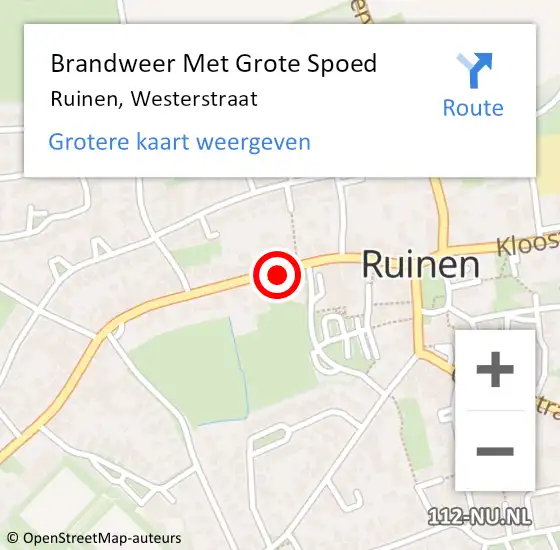 Locatie op kaart van de 112 melding: Brandweer Met Grote Spoed Naar Ruinen, Westerstraat op 19 november 2016 13:06